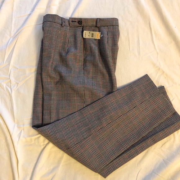 NWT TALBOTS 100% Wool Plaid Trousers 4P - Picture 1 of 7